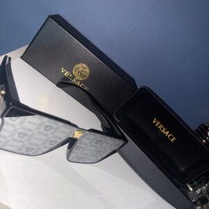 Versace Black and Gold Patterned Sunglasses